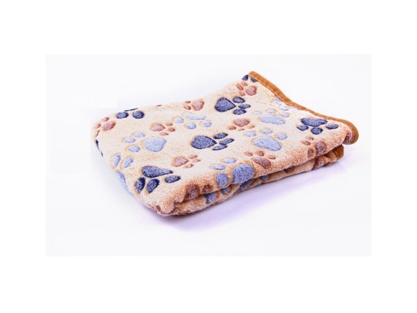 Weiche Decke für Hunde mit Pfotenabdruck braun 76 cm x 52 cm