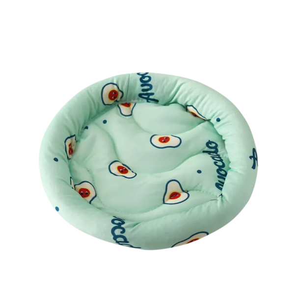Weiches Bett für kleine Tiere Größe S 14 cm Grün mit Avocado-Muster Leichtes rundes Bett aus PP-Baumwolle für Nager und kleine Tiere 1