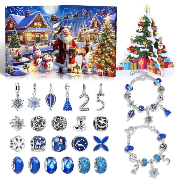 Weihnachtlicher Adventskalender Armbänder, Perlen und Zahlen Grundkette 16/17/18/19/20 cm Legierung Santa und Weihnachtsfiguren 1