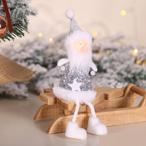 Weihnachtsfiguren mit Pailletten silbern 1