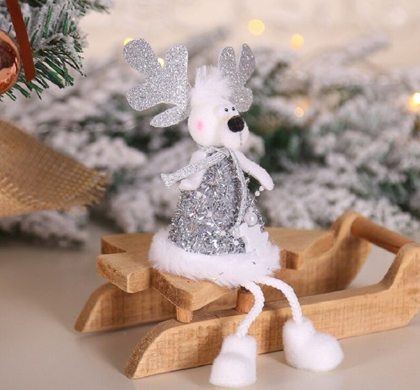 Weihnachtsfiguren mit Pailletten silbern 2