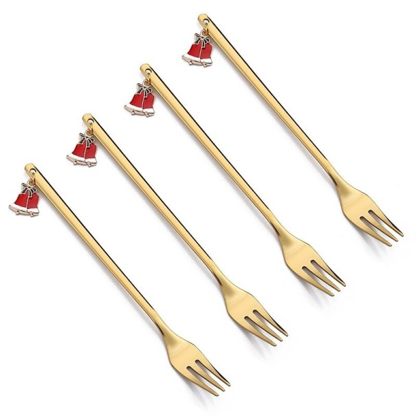 Weihnachtsgabeln mit Glöckchen 4 Stk golden