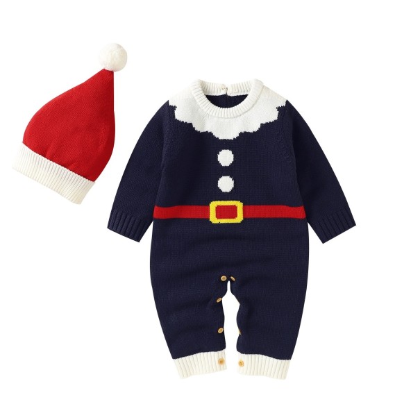 Weihnachtsoverall für Kleinkinder mit Mütze T2630 dunkelblau 12-18 Monate