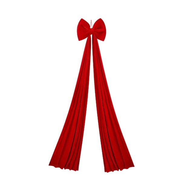 Weihnachtsschmuck große Schleife 200 x 40 cm Dekorative Schleife für Türen und Fassaden Festlicher Weihnachtszusatz für die Winterdekoration von Innenräumen und Außenbereichen rot