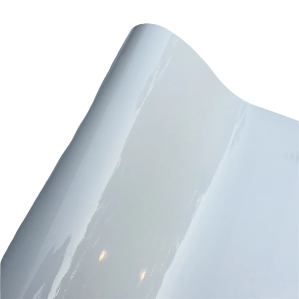 Weiße glänzende Folie 20×152 cm 1 Rolle selbstklebendes PET-Vinyl für Auto, Motorrad, Notebook, Innen- und Außendekoration, Luftablass 1