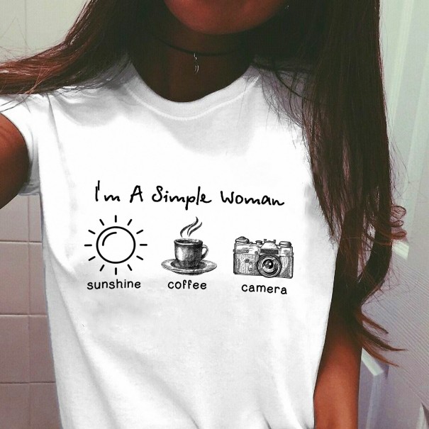 Weißes Damen-T-Shirt mit A796-Aufdruck M