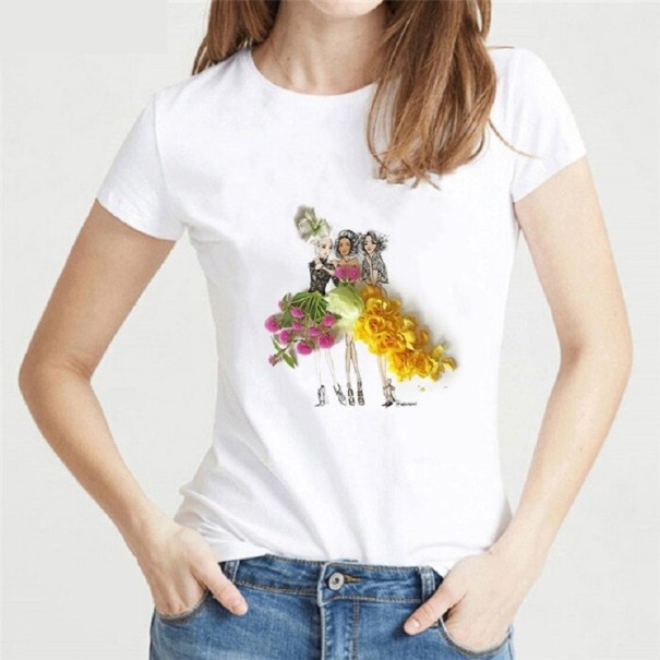 Weißes Damen-T-Shirt mit Blumendruck M 4