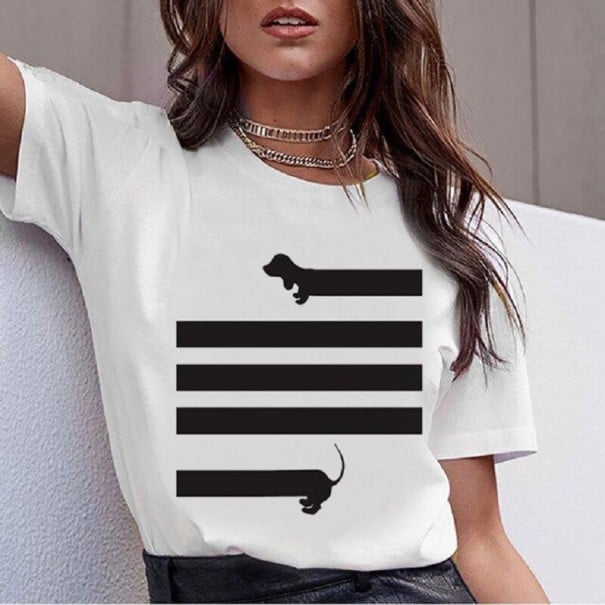 Weißes Damen-T-Shirt mit Tiermotiv S 1