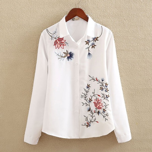 Weißes Damenhemd mit Blumen XXL 3
