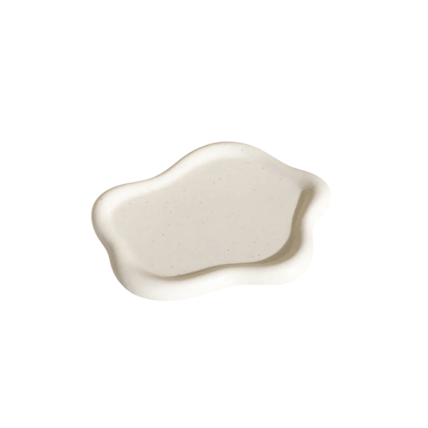 Weißes Keramiktablett 12,5×10 cm Unregelmäßiges Dekotablett für Schmuck und Schlüssel Keramikschale für den Tisch Edles Wohnaccessoire 1