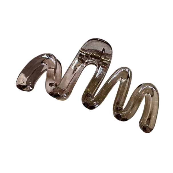 Wellenförmiger Damenhaarschneider 11 cm Elegante transparente Klammer Wave-Design Robuster Kunststoffclip für schnelles Hochstecken der Frisur grau