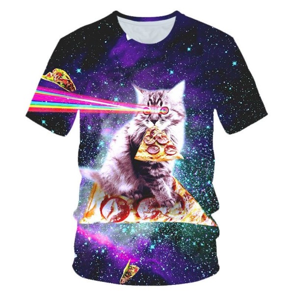 Weltraum-T-Shirt für Damen mit einer Katze XS 1