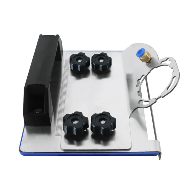 Werkzeug für die Winkelschleifmaschine zum Schneiden von Kantenfliesen im 45°-Winkel Halter mit Basis 14x18 cm Adapterloch 45 mm für Winkelschleifer 1