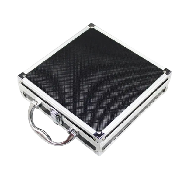 Werkzeugkoffer Stoßfester Transportbox mit Schaumstoffeinlage 205 x 205 x 65 mm Aluminiumlegierung und ABS Schwarz-Silber Für Geräte und Werkzeuge