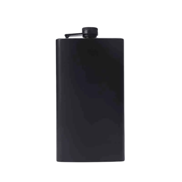 Whisky Hip Flask 355 ml Stainless Steel 304 Black Screw Cap with Holder Dimensions 17.8 x 9 cm For Parties and Outdoors 1