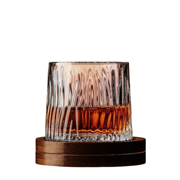 Whisky pohár 8 x 9,2 cm 280 ml Barázdált csiszolt dizájn Forgó talp 360° Luxusos pohár whiskyhez és bourbonhoz 1