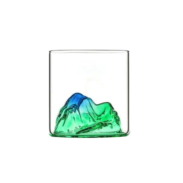 Whiskyglas 150 ml 7,3 x 6,8 cm Japansk glas med 3D-bjergmodel indeni Dekorativt glas til whisky, bourbon, likører grøn