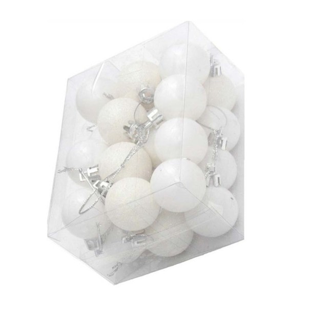 White Christmas Baubles 24 pcs 1