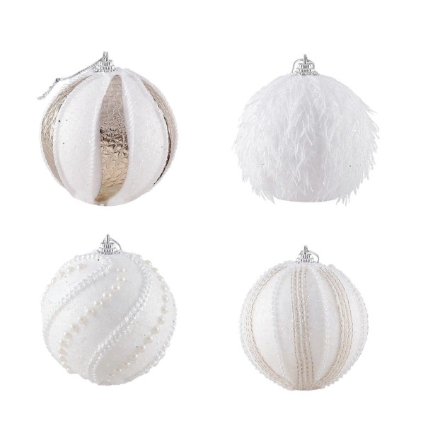 White Christmas Baubles 4 pcs G3097 1