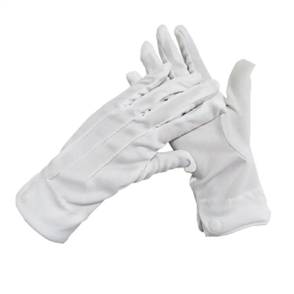 White Formal Gloves Universal Size 2 Pairs Elegant Social Gloves Made of Cotton and Polyester for Festive Occasions 1