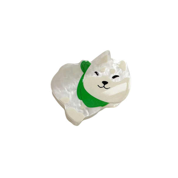 White Hair Clip Polar Bear with Green Scarf Decorative Women's Clip Cute Hair Clip Universal Size 1