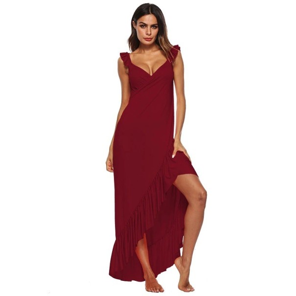 Wickelkleid für Damen P1208 weinrot L