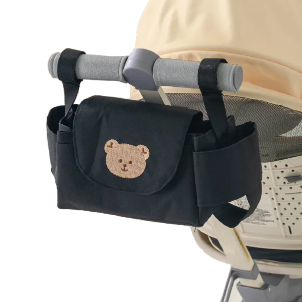 Wickeltasche für Kinderwagenlenker mit niedlichem Bären Aufbewahrungstasche mit Seitentaschen Organizer für Windeln Flaschen Spielzeug Babybedarf 1