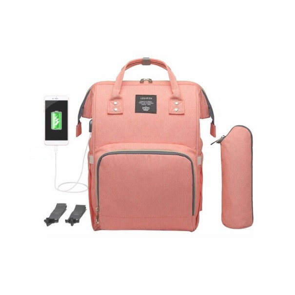 Wickeltasche mit USB-Anschluss apricot