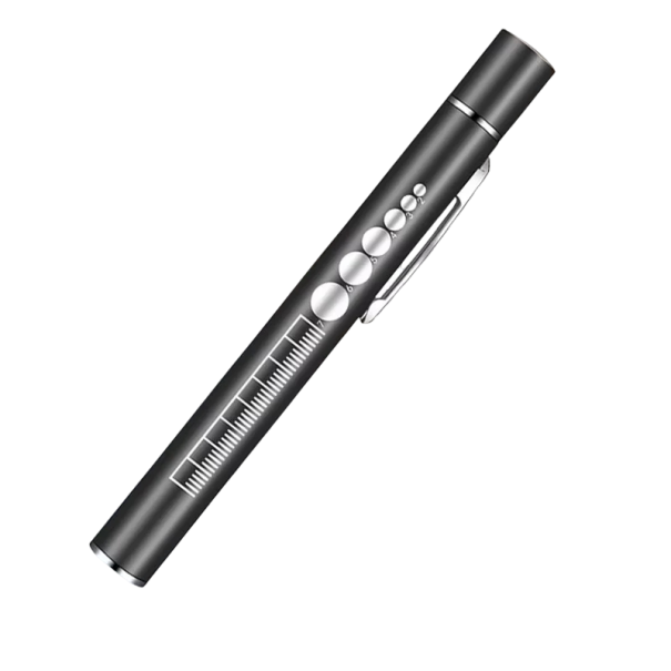 Wiederaufladbare LED-Diagnoselampe 14 × 3 × 1,7 cm USB weißes und gelbes Licht Taschenlampe schwarz