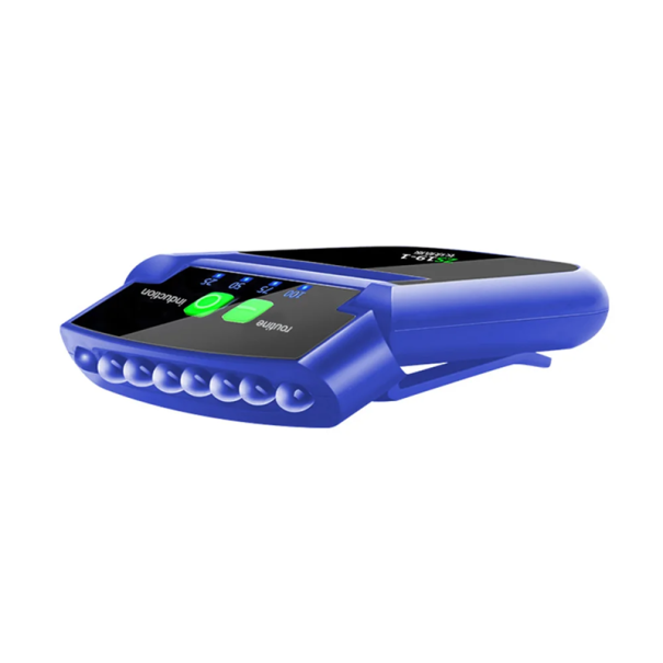 Wiederaufladbare Mini-LED-Stirnlampe mit USB-Kappenclip, 6 LEDs, IPX4, wasserdicht, berührungslose Steuerung, 1000 mAh, Drehgelenk, tragbare blau