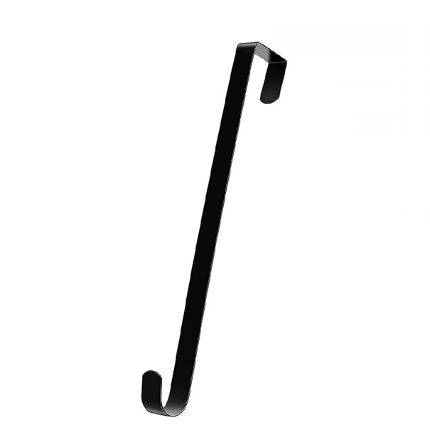 Wieszak na drzwi 38 x 1 cm Metalowy hak na świąteczne wianki Uchwyt na dekoracje wiszące Solidny metalowy wieszak do łatwego zawieszania ozdób czarny