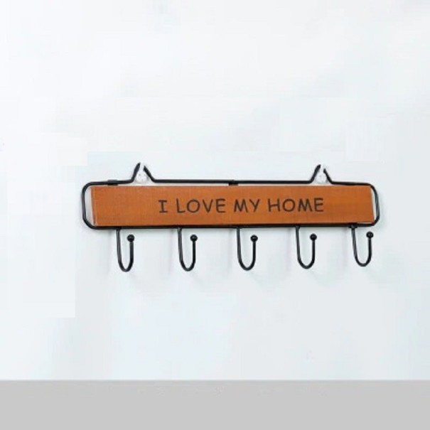Wieszak ścienny z haczykami brązowy 39 cm