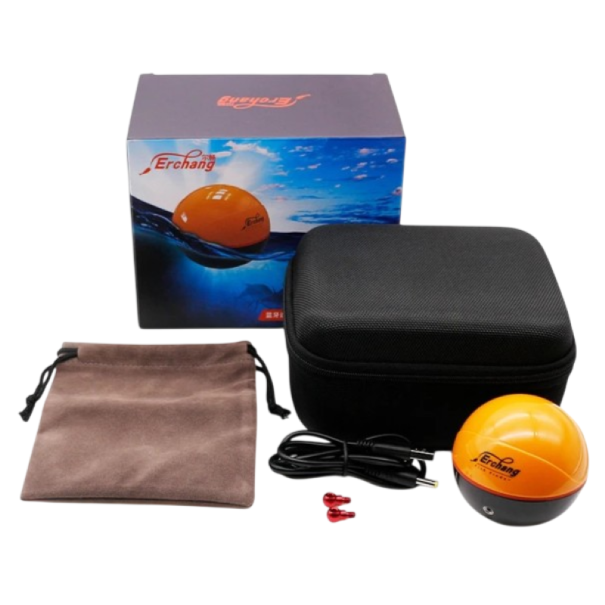 WiFi-Sonar für Fische Erchang F68 kabelloser Reichweite 40 m Detektion 0,8–60 m 125/330 kHz orangefarbener Fischfinder für See und Meer 1