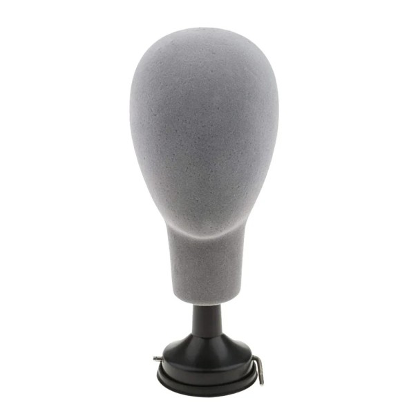 Wig Stand with Base 26 cm Height, Head Circumference 50 cm, Suitable for Hats, Caps, Hair Salons and Home Use grey