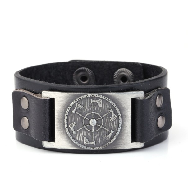 Wikinger-Lederarmband für Herren H685 schwarz 2