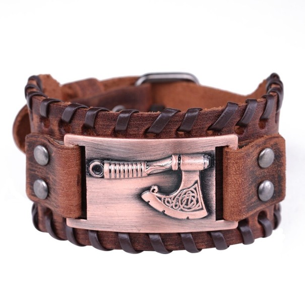 Wikingerarmband aus Leder für Herren braun 6