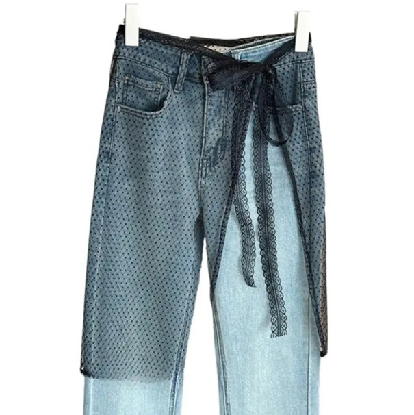 Wikkelriem van kanttule 74 x 55 cm Transparante rok met stippenpatroon Over een broek leggen Elegante accessoire voor laagjes zwart
