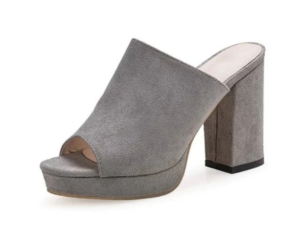 Wildleder-Hausschuhe für Damen grau 35