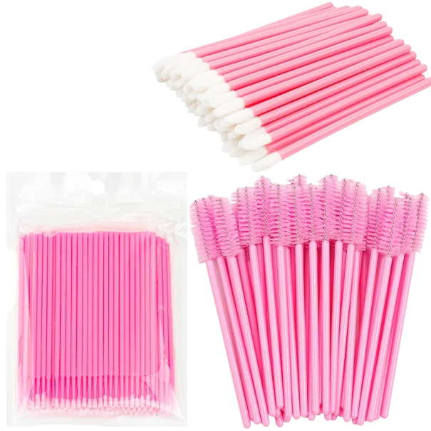 Wimpern-Applikator-Set, künstliche Wimpern, Pinsel-Set, spezielle Wimpernverlängerungsbürsten, 200-tlg rosa