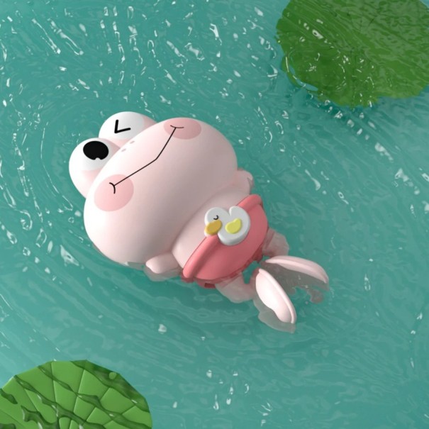 Wind-Up Frog for Water 12.5 x 8 x 4.5 cm Plastic Water Toy for Bath and Pool No Batteries Required Colourful Design pink