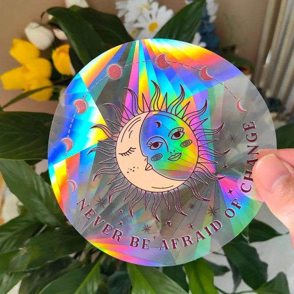 Window Sticker 12.7 cm PVC Rainbow Sun Catcher Sun Motif Decorative Window Film with Colourful Light Effects 1