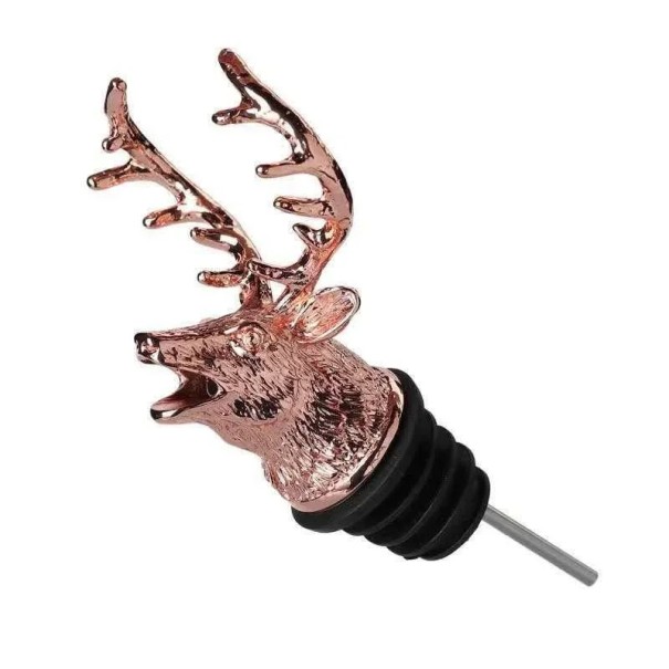 Wine Stopper with Dispenser 103×28 mm Stag Head Metal Spout for Bottles Oil Dispenser Cork Stopper Bar Decoration Kitchen Utensil pink