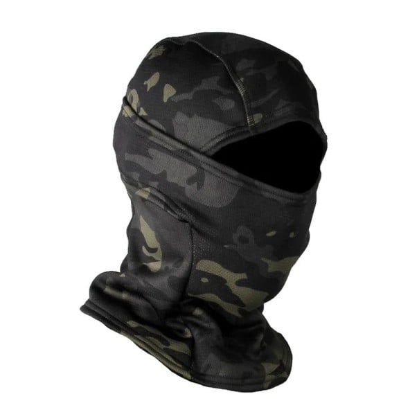 Winter Fleece-Kapuze 38 x 23 cm Camouflage Winddichte Warme Vollgesichtsmaske aus Polyester für Skifahren, Radfahren und Motorradfahren schwarz