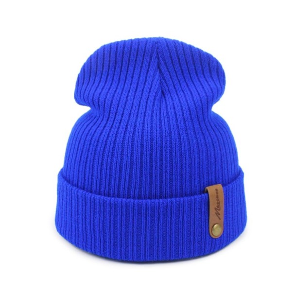 Winter gebreide muts blauw