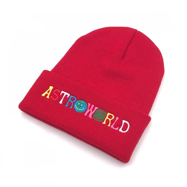Winter Hat with Colourful Inscription red
