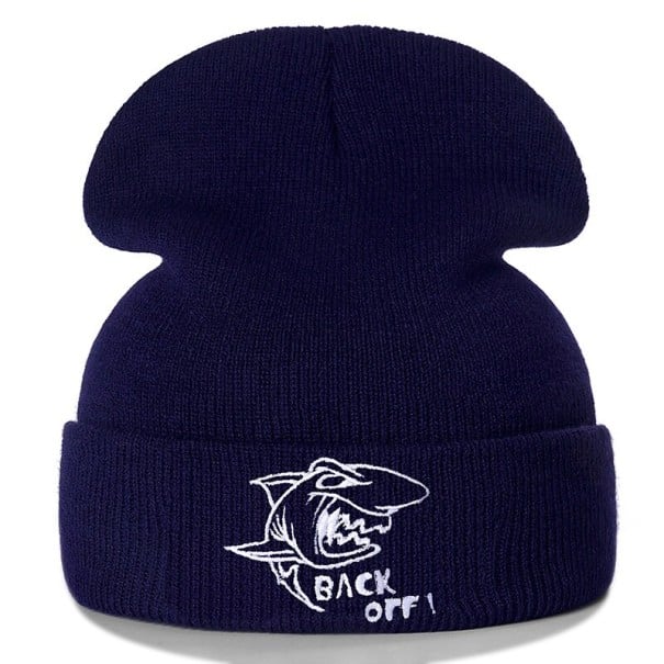 Winter Hat with Shark Print dark blue