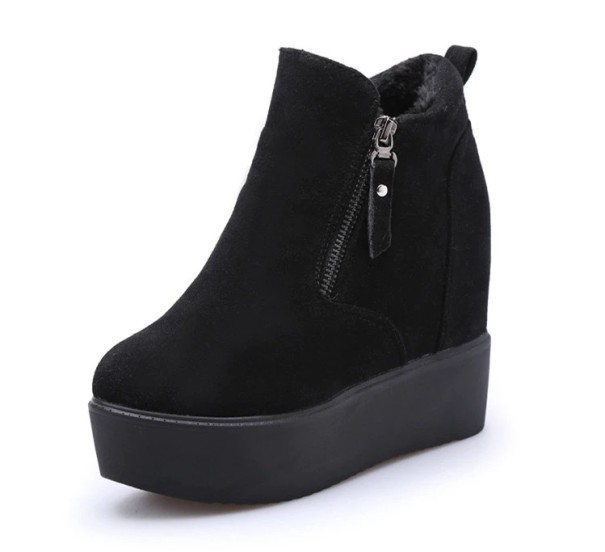 Winter-Plateau-Stiefeletten für Damen – Schwarz 36