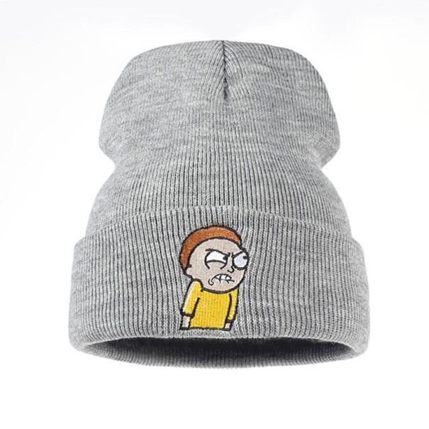 Wintergrijze muts met print 2