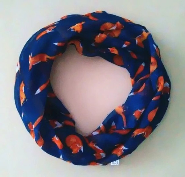 Winterhalstuch für Mädchen mit Fuchsaufdruck J3142 dunkelblau
