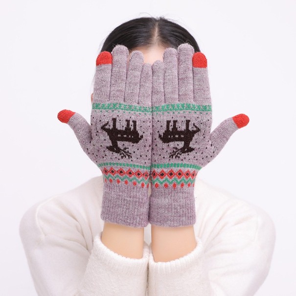 Winterhandschoenen voor dames met hert grijs